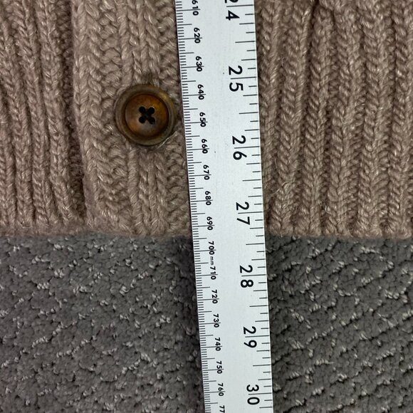 LL Bean Cardigan Sweater Mens Large Brown Heavy Wool Cable Knit Fisherman Chunky - Picture 9 of 12